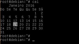 Comando cal no Linux Debian - calendário no terminal